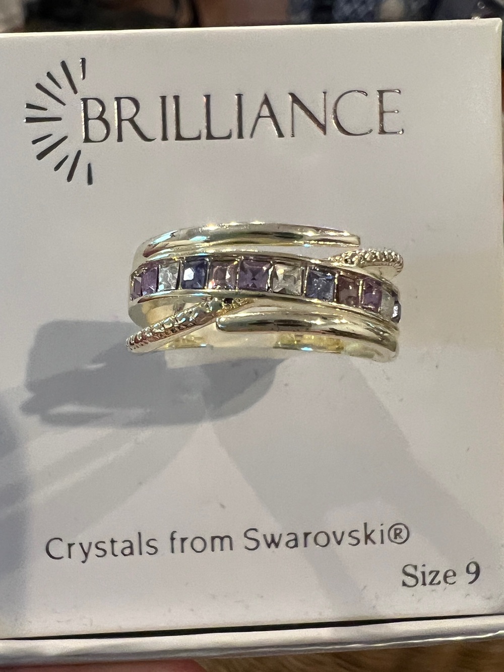 Brilliance Gold-Tone Ring with Purple Swarovski Crystals